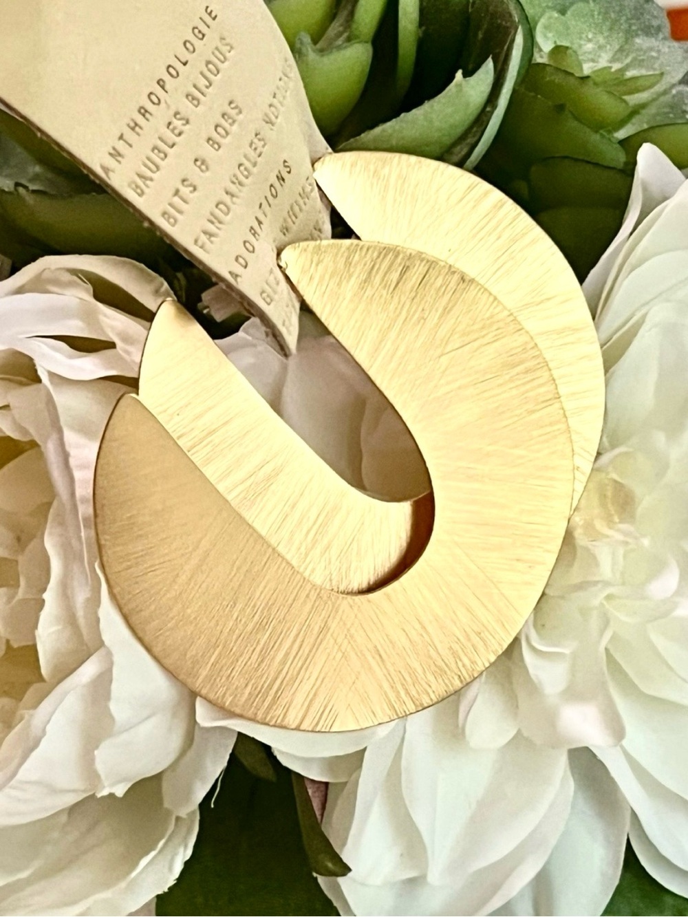 NWT Anthropologie Textured Hoop Statement Earrings - Picture 3 of 16